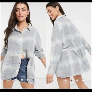 AE Oversized Babydoll Plaid Shirt